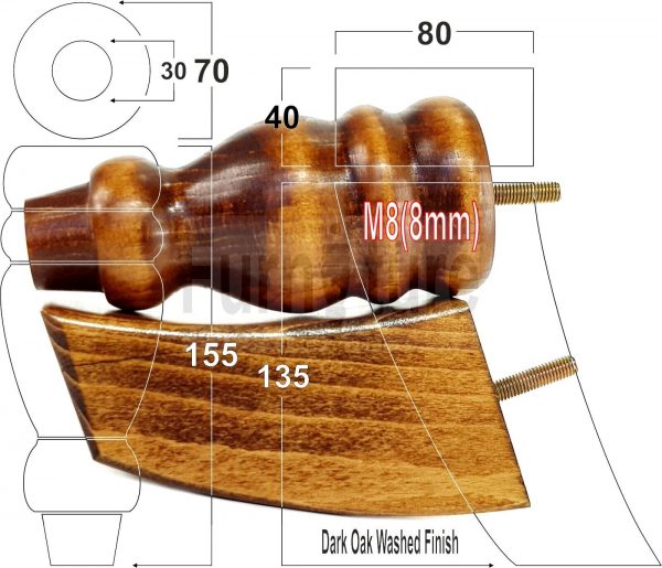 4x Replacement Wood Furniture Sofa Legs M8 Chair, Couch Settee Feet 155mm High - Image 28