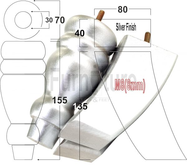 4x Replacement Wood Furniture Sofa Legs M8 Chair, Couch Settee Feet 155mm High - Image 36