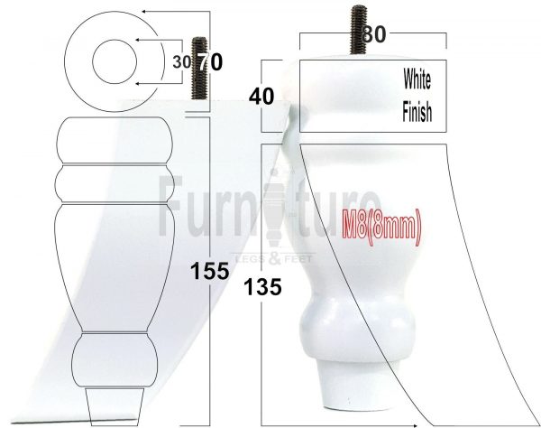 4x Replacement Wood Furniture Sofa Legs M8 Chair, Couch Settee Feet 155mm High - Image 41