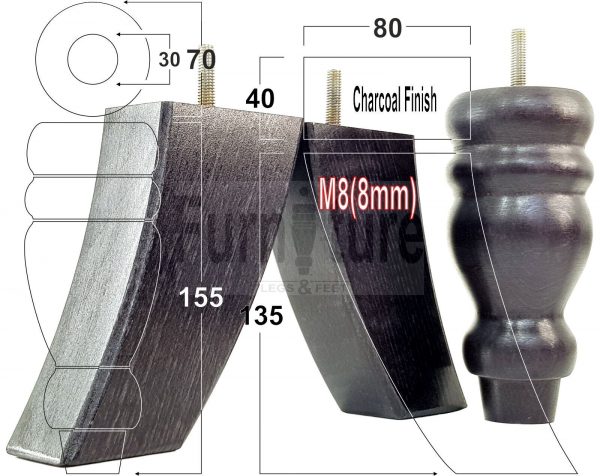 4x Replacement Wood Furniture Sofa Legs M8 Chair, Couch Settee Feet 155mm High - Image 22