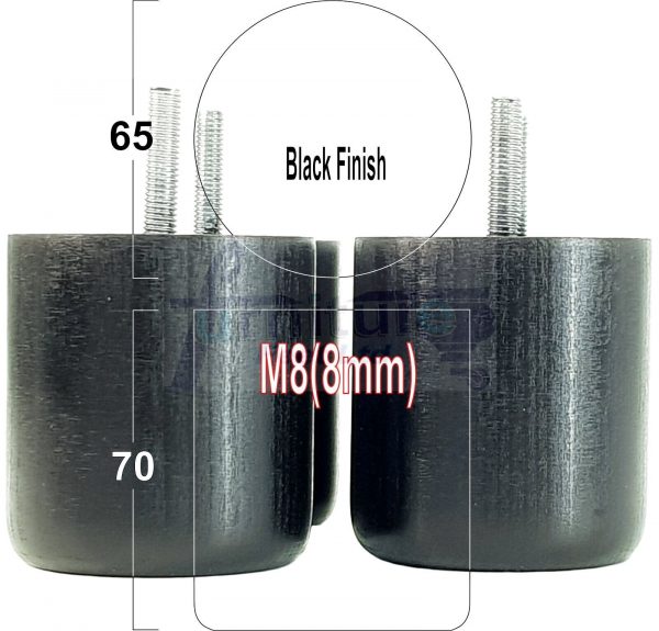 4x Round Solid Wood Furniture Feet Sofa Legs 70mm High for Chairs, Settees M8 - Image 13