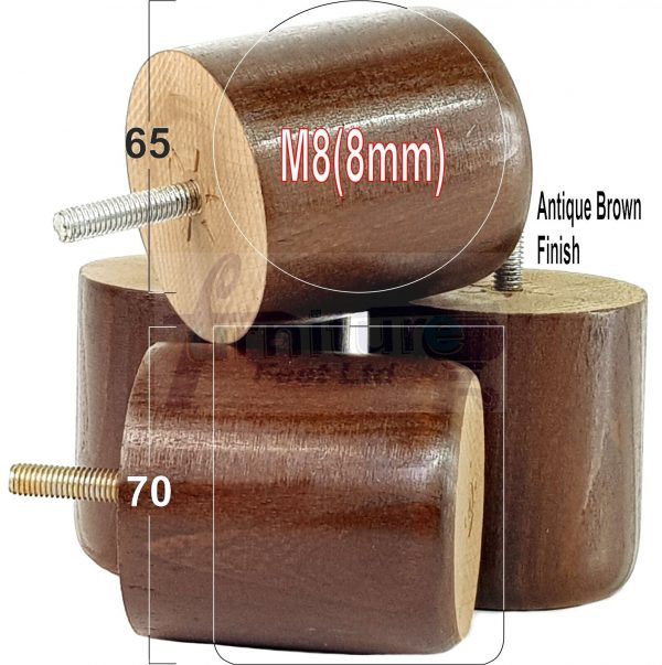 4x Round Solid Wood Furniture Feet Sofa Legs 70mm High for Chairs, Settees M8 - Image 11