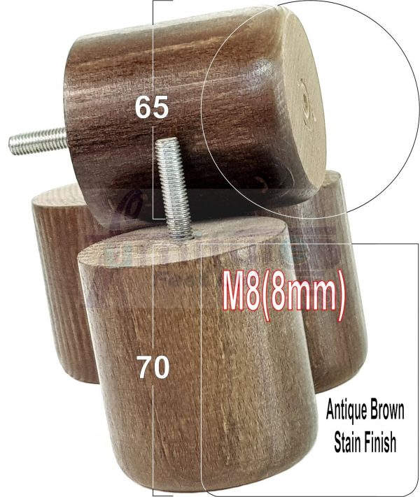 4x Round Solid Wood Furniture Feet Sofa Legs 70mm High for Chairs, Settees M8 - Image 12