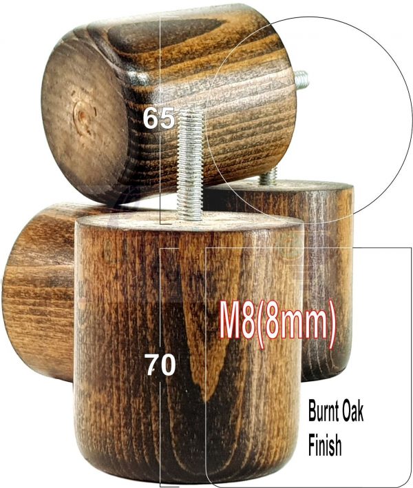 4x Round Solid Wood Furniture Feet Sofa Legs 70mm High for Chairs, Settees M8 - Image 38