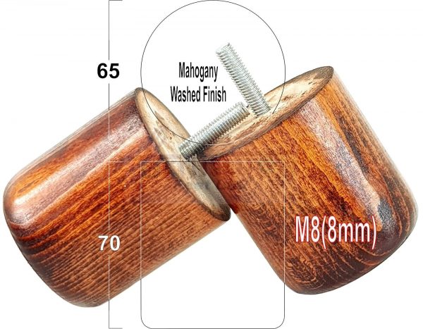 4x Round Solid Wood Furniture Feet Sofa Legs 70mm High for Chairs, Settees M8 - Image 32
