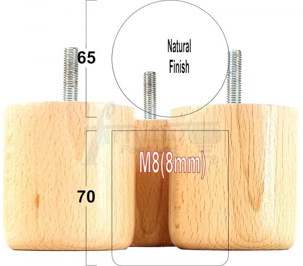 4x Round Solid Wood Furniture Feet Sofa Legs 70mm High for Chairs, Settees M8 - Image 21