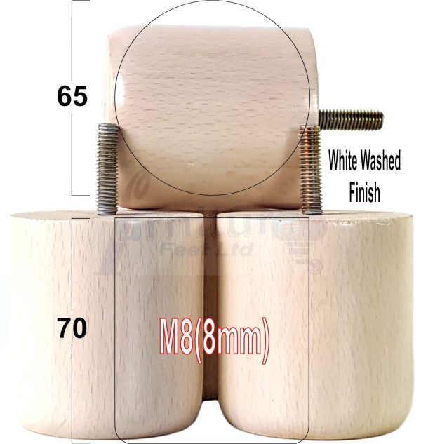 4x Round Solid Wood Furniture Feet Sofa Legs 70mm High for Chairs, Settees M8 - Image 40