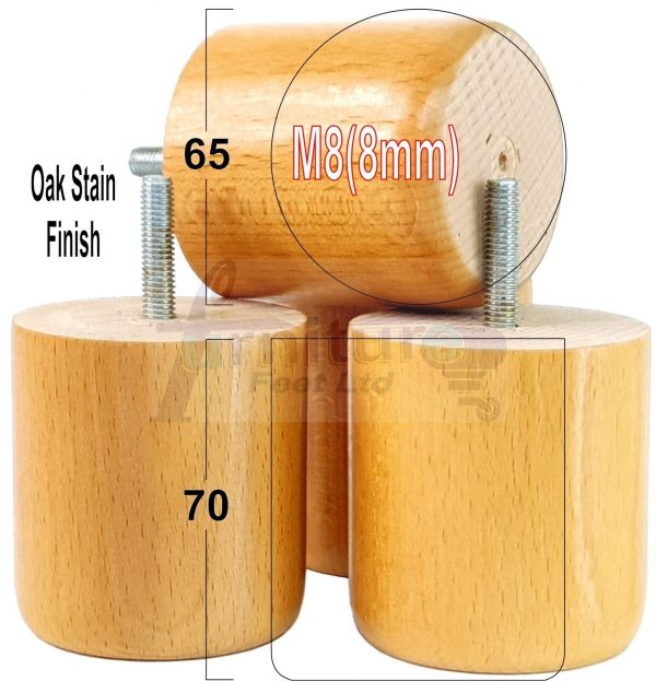 4x Round Solid Wood Furniture Feet Sofa Legs 70mm High for Chairs, Settees M8 - Image 33