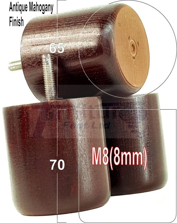 4x Round Solid Wood Furniture Feet Sofa Legs 70mm High for Chairs, Settees M8 - Image 34