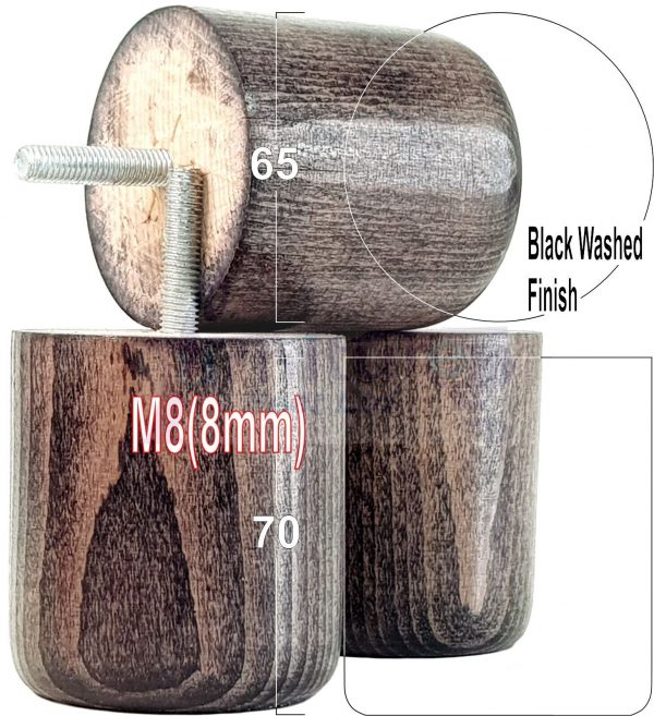 4x Round Solid Wood Furniture Feet Sofa Legs 70mm High for Chairs, Settees M8 - Image 14