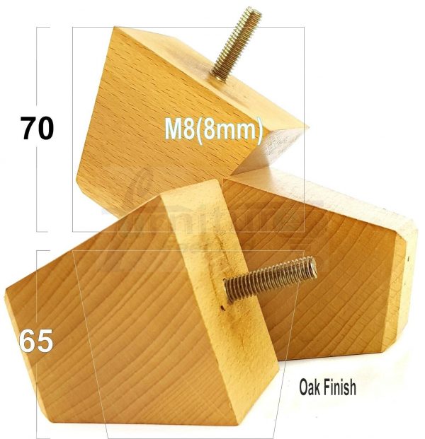 4x SOLID BLOCK WOODEN LEGS 65mm High CHAIR REPLACEMENT FURNITURE FEET M8(8mm) - Image 19