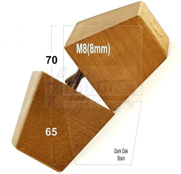 4x SOLID BLOCK WOODEN LEGS 65mm High CHAIR REPLACEMENT FURNITURE FEET M8(8mm) - Image 13