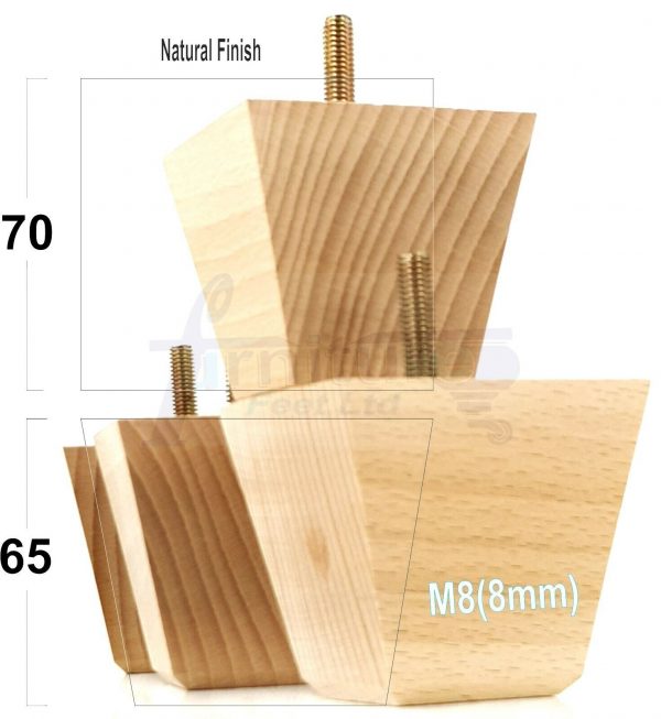 4x SOLID BLOCK WOODEN LEGS 65mm High CHAIR REPLACEMENT FURNITURE FEET M8(8mm) - Image 17