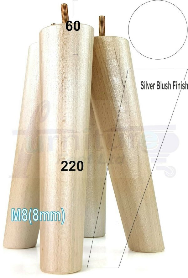 4x SOLID WOOD ANGLED SETTEE LEGS 220mm High FURNITURE REPLACEMENT FEET M8(8mm) - Image 33
