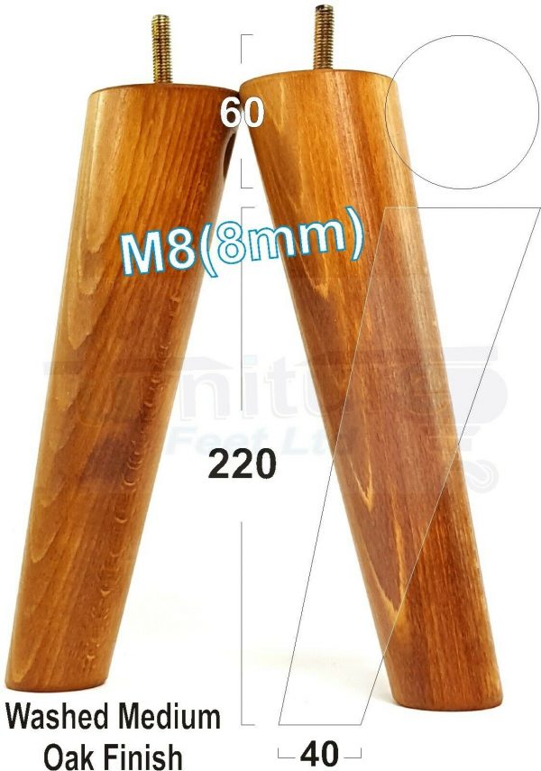 4x SOLID WOOD ANGLED SETTEE LEGS 220mm High FURNITURE REPLACEMENT FEET M8(8mm) - Image 22