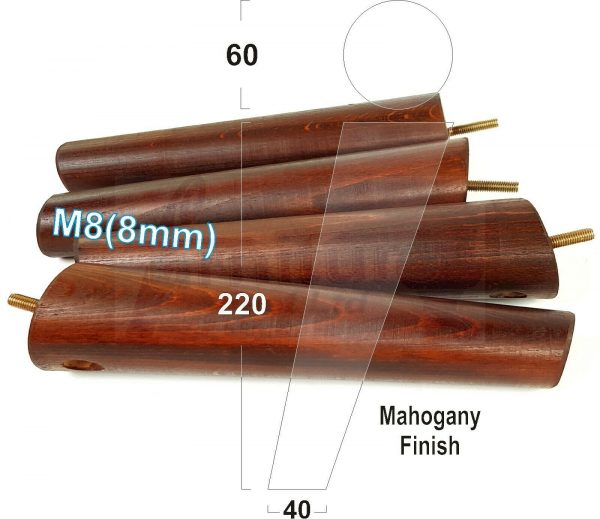 4x SOLID WOOD ANGLED SETTEE LEGS 220mm High FURNITURE REPLACEMENT FEET M8(8mm) - Image 24