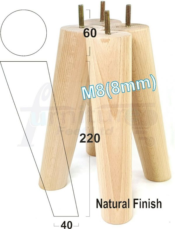 4x SOLID WOOD ANGLED SETTEE LEGS 220mm High FURNITURE REPLACEMENT FEET M8(8mm) - Image 25