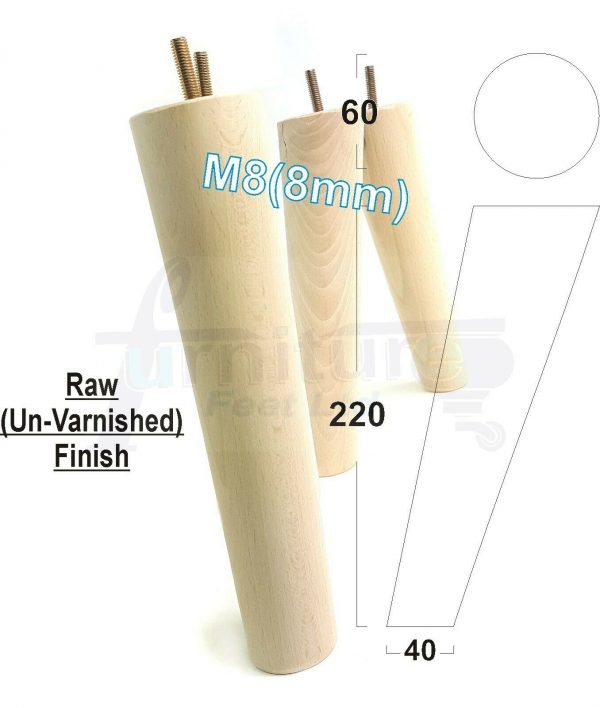 4x SOLID WOOD ANGLED SETTEE LEGS 220mm High FURNITURE REPLACEMENT FEET M8(8mm) - Image 26