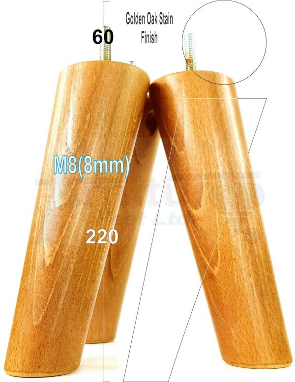 4x SOLID WOOD ANGLED SETTEE LEGS 220mm High FURNITURE REPLACEMENT FEET M8(8mm) - Image 21