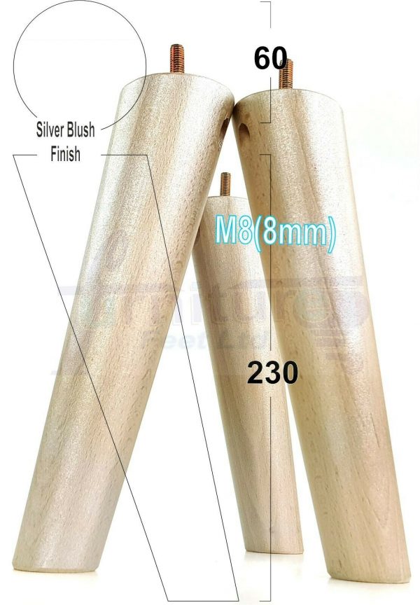 4x SOLID WOOD ANGLED SETTEE LEGS 230mm High FURNITURE REPLACEMENT FEET M8(8mm) - Image 33