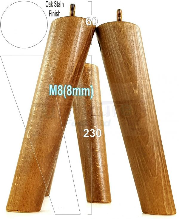 4x SOLID WOOD ANGLED SETTEE LEGS 230mm High FURNITURE REPLACEMENT FEET M8(8mm) - Image 18
