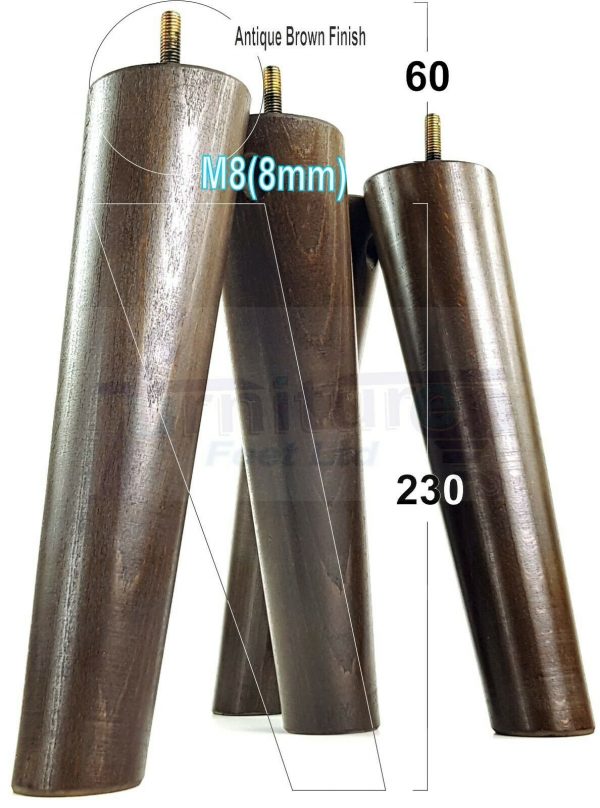 4x SOLID WOOD ANGLED SETTEE LEGS 230mm High FURNITURE REPLACEMENT FEET M8(8mm) - Image 12