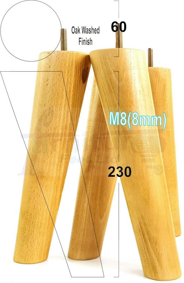4x SOLID WOOD ANGLED SETTEE LEGS 230mm High FURNITURE REPLACEMENT FEET M8(8mm) - Image 29