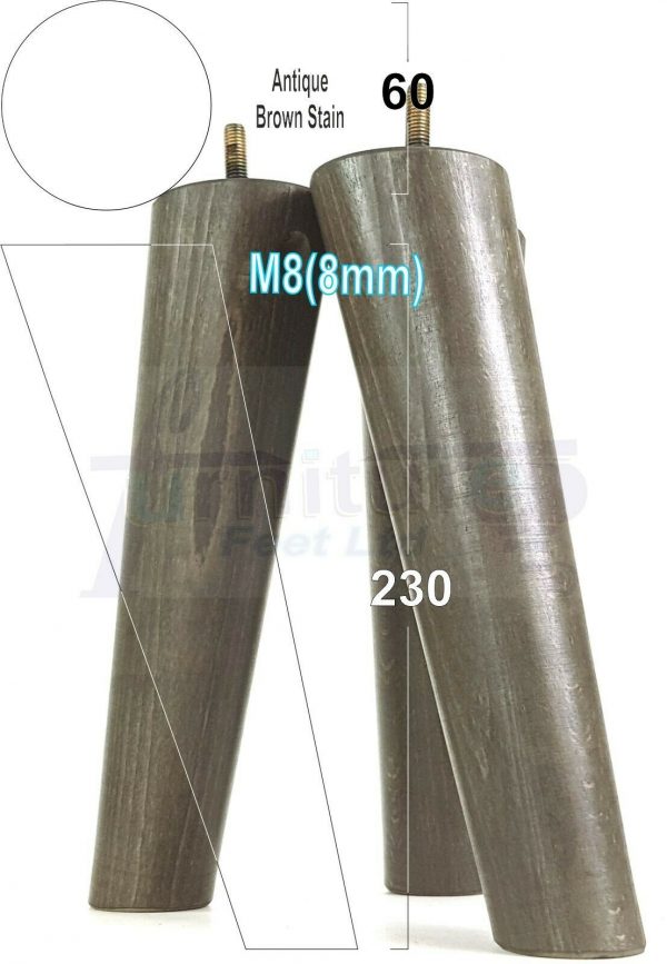 4x SOLID WOOD ANGLED SETTEE LEGS 230mm High FURNITURE REPLACEMENT FEET M8(8mm) - Image 13