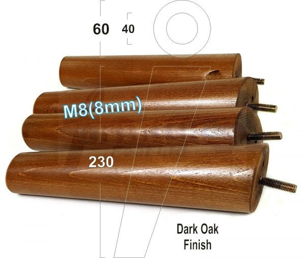 4x SOLID WOOD ANGLED SETTEE LEGS 230mm High FURNITURE REPLACEMENT FEET M8(8mm) - Image 16
