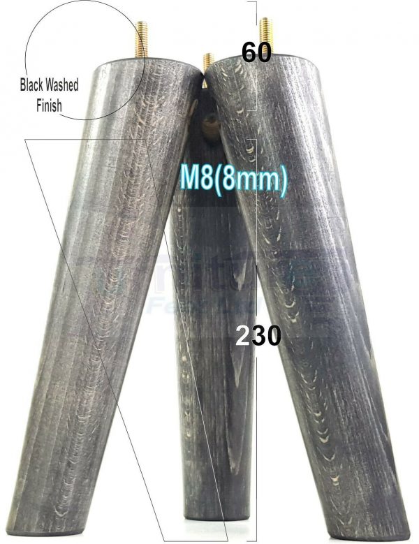 4x SOLID WOOD ANGLED SETTEE LEGS 230mm High FURNITURE REPLACEMENT FEET M8(8mm) - Image 15