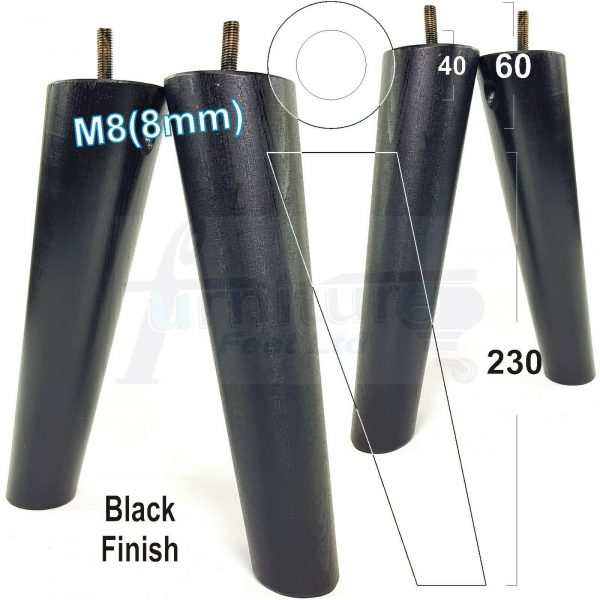 4x SOLID WOOD ANGLED SETTEE LEGS 230mm High FURNITURE REPLACEMENT FEET M8(8mm) - Image 14