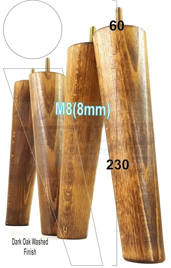 4x SOLID WOOD ANGLED SETTEE LEGS 230mm High FURNITURE REPLACEMENT FEET M8(8mm) - Image 17