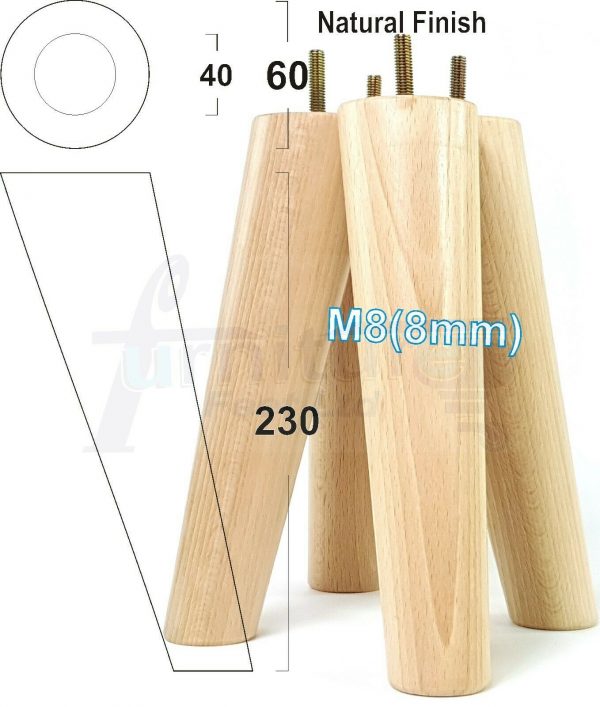 4x SOLID WOOD ANGLED SETTEE LEGS 230mm High FURNITURE REPLACEMENT FEET M8(8mm) - Image 25
