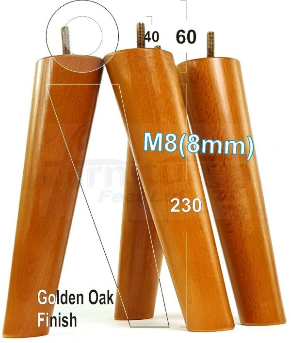 4x SOLID WOOD ANGLED SETTEE LEGS 230mm High FURNITURE REPLACEMENT FEET M8(8mm) - Image 20