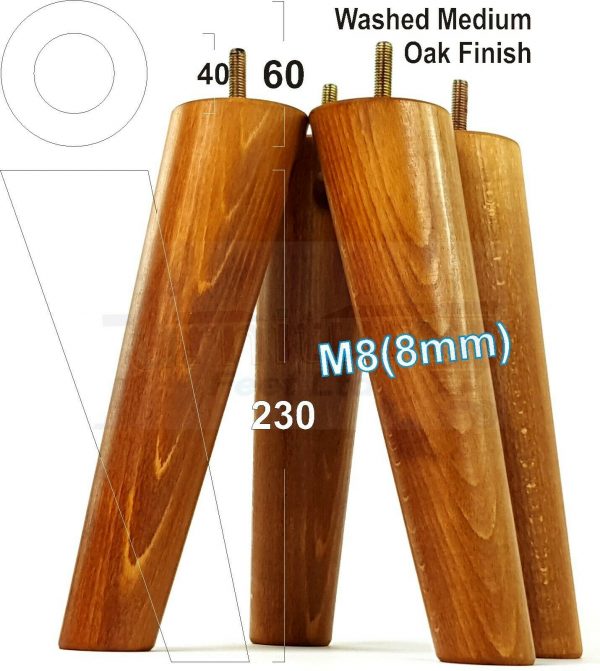 4x SOLID WOOD ANGLED SETTEE LEGS 230mm High FURNITURE REPLACEMENT FEET M8(8mm) - Image 22
