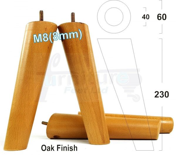 4x SOLID WOOD ANGLED SETTEE LEGS 230mm High FURNITURE REPLACEMENT FEET M8(8mm) - Image 27