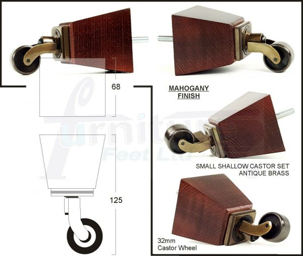 4x SOLID WOOD ANTIQUE CASTOR FURNITURE SETTEE LEGS M8(8mm) SOFA FEET 125mm HIGH - Image 7