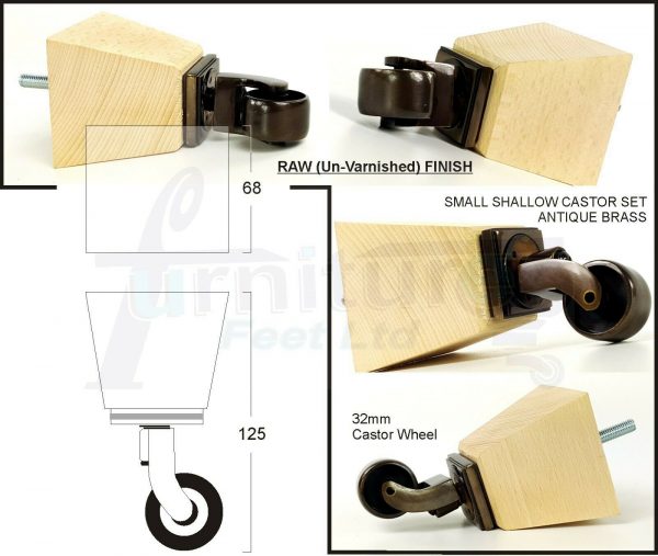 4x SOLID WOOD ANTIQUE CASTOR FURNITURE SETTEE LEGS M8(8mm) SOFA FEET 125mm HIGH - Image 10