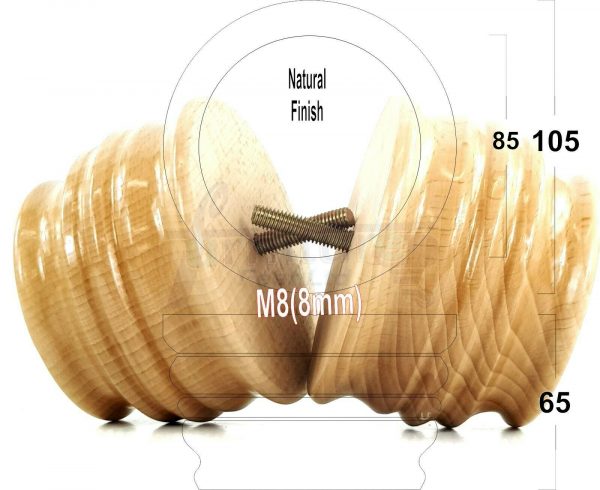 4x SOLID WOOD FURNITURE LEGS M8(8mm) CHAIR, SOFA REPLACEMENT BUN FEET 65mm HIGH - Image 26