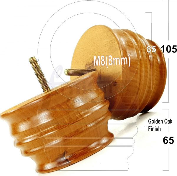 4x SOLID WOOD FURNITURE LEGS M8(8mm) CHAIR, SOFA REPLACEMENT BUN FEET 65mm HIGH - Image 20