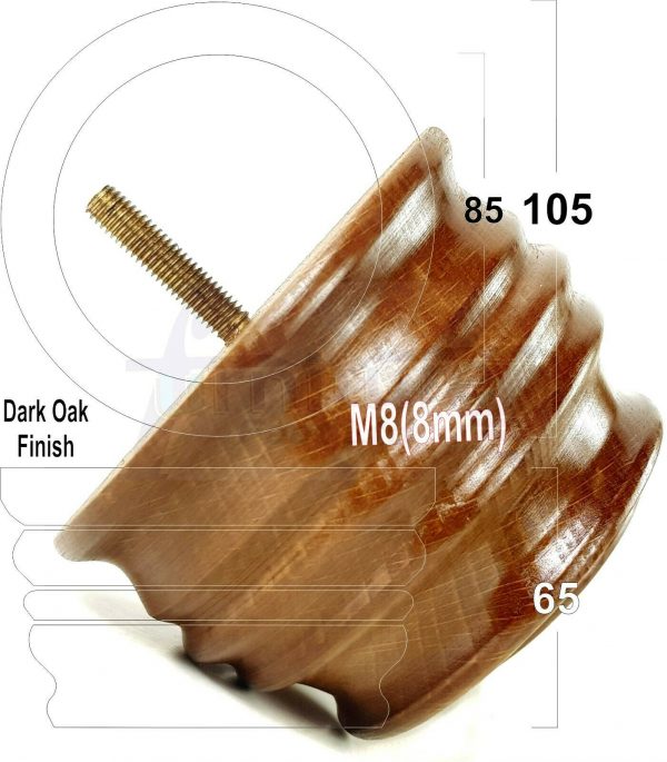 4x SOLID WOOD FURNITURE LEGS M8(8mm) CHAIR, SOFA REPLACEMENT BUN FEET 65mm HIGH - Image 16