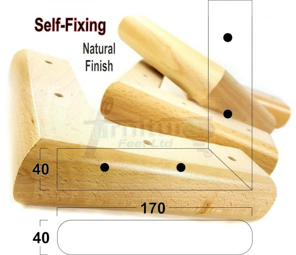 4x SOLID WOOD FURNITURE LEGS (Self-Fix) CHAIR REPLACEMENT CORNER FEET 40mm HIGH - Image 26