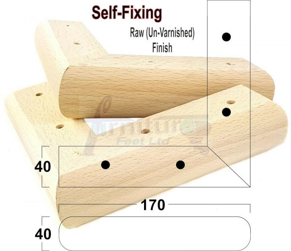 4x SOLID WOOD FURNITURE LEGS (Self-Fix) CHAIR REPLACEMENT CORNER FEET 40mm HIGH - Image 32
