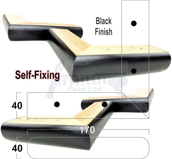 4x SOLID WOOD FURNITURE LEGS (Self-Fix) CHAIR REPLACEMENT CORNER FEET 40mm HIGH - Image 14