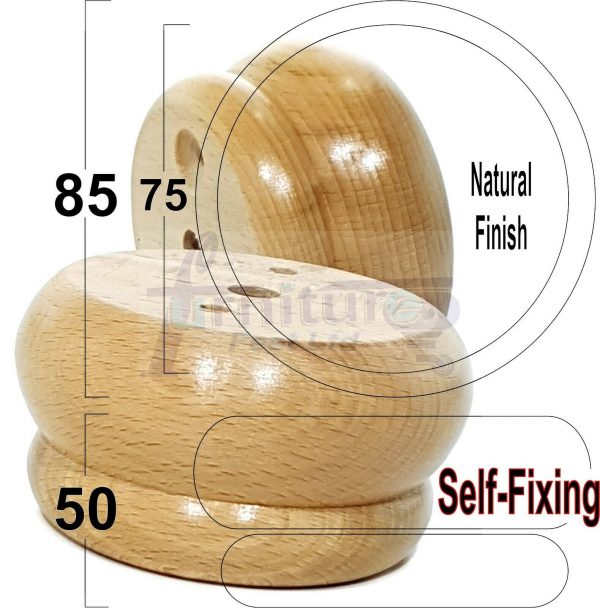 4x SOLID WOODEN FURNITURE LEGS CHAIR REPLACEMENT BUN FEET 50mm HIGH Self-Fixing - Image 25