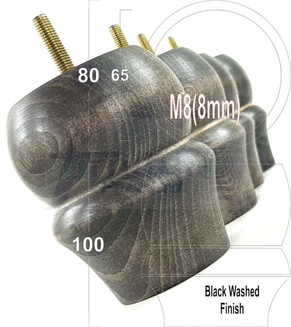 4x SOLID WOODEN FURNITURE LEGS M8(8mm) CHAIR REPLACEMENT BUN FEET 100mm HIGH - Image 6