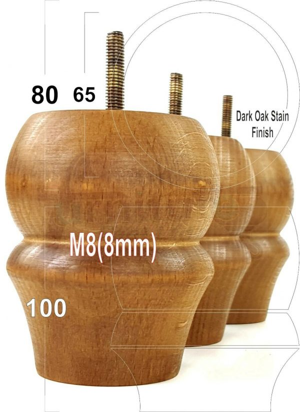 4x SOLID WOODEN FURNITURE LEGS M8(8mm) CHAIR REPLACEMENT BUN FEET 100mm HIGH - Image 21