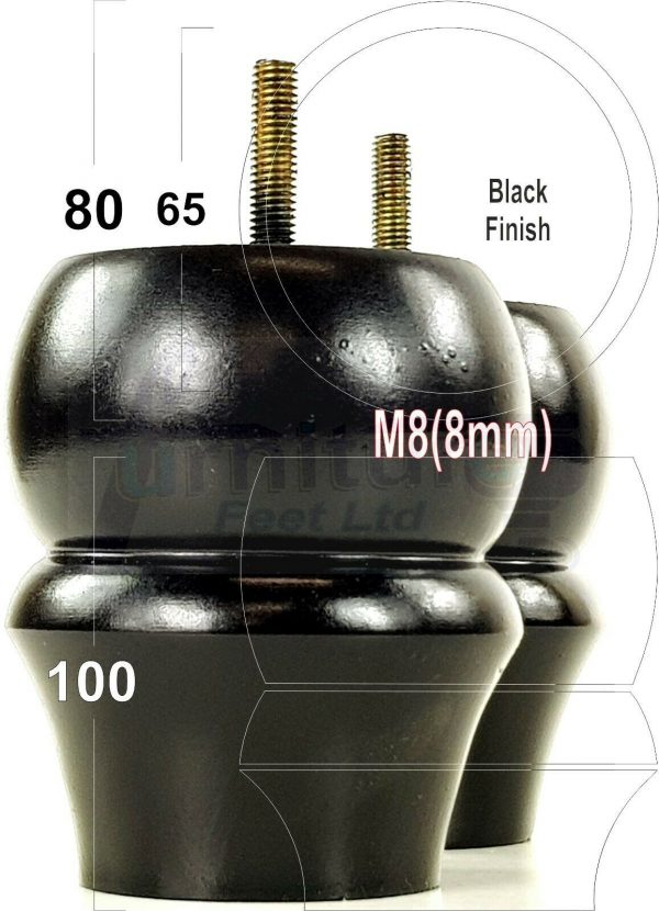 4x SOLID WOODEN FURNITURE LEGS M8(8mm) CHAIR REPLACEMENT BUN FEET 100mm HIGH - Image 5