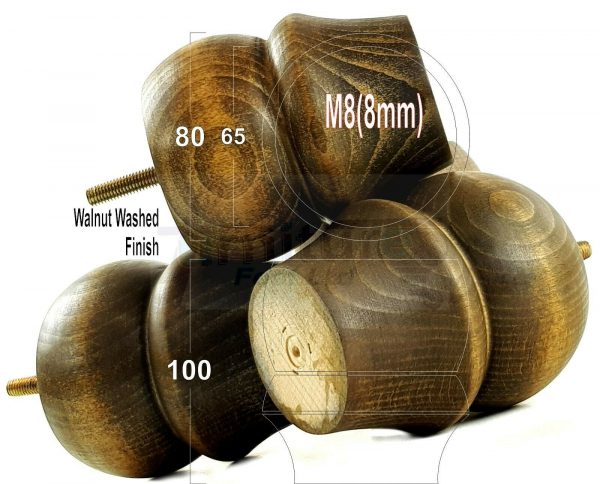 4x SOLID WOODEN FURNITURE LEGS M8(8mm) CHAIR REPLACEMENT BUN FEET 100mm HIGH - Image 9