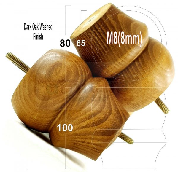 4x SOLID WOODEN FURNITURE LEGS M8(8mm) CHAIR REPLACEMENT BUN FEET 100mm HIGH - Image 8